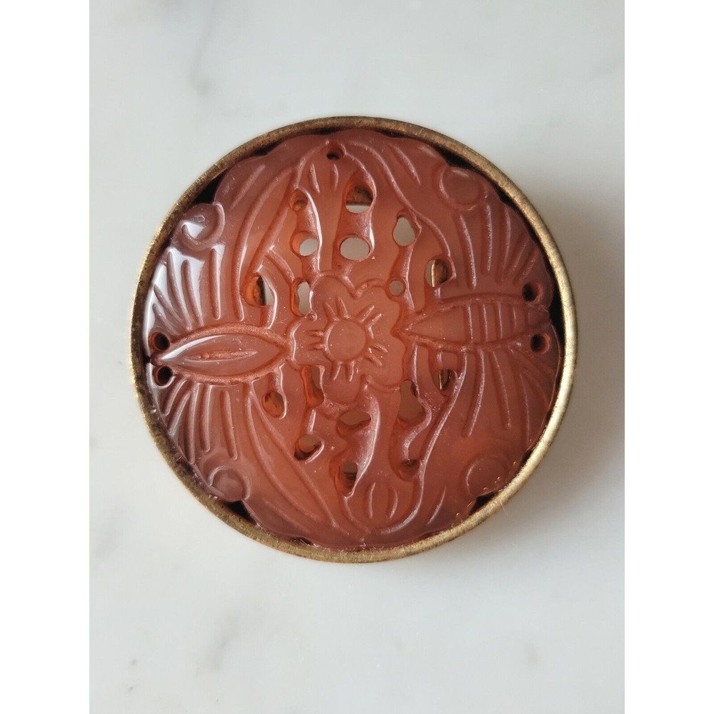 Vintage Cabi Carved Amber Brooch (bracelet part not included)